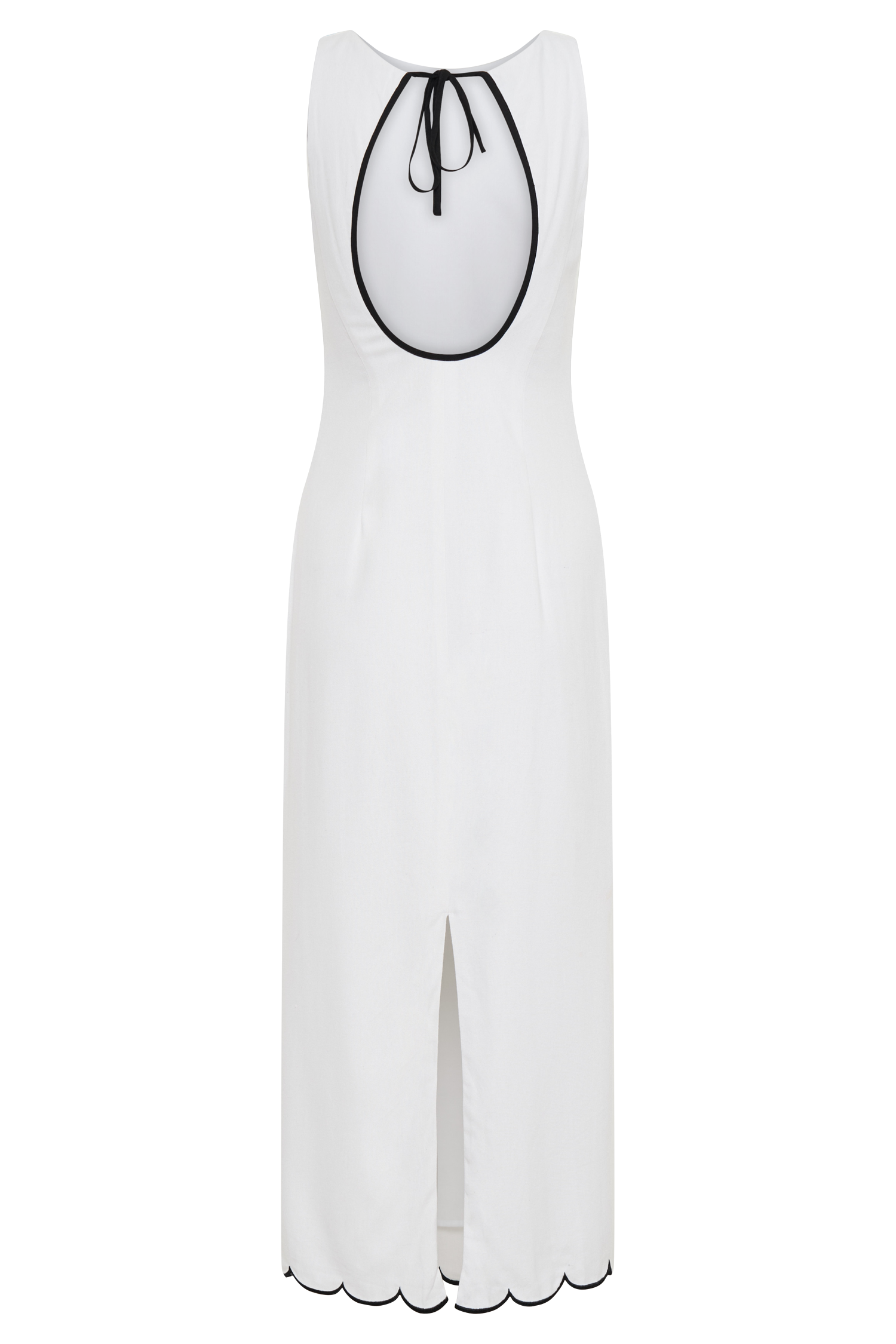Sofiane Scalloped Linen Midi Dress - Ivory